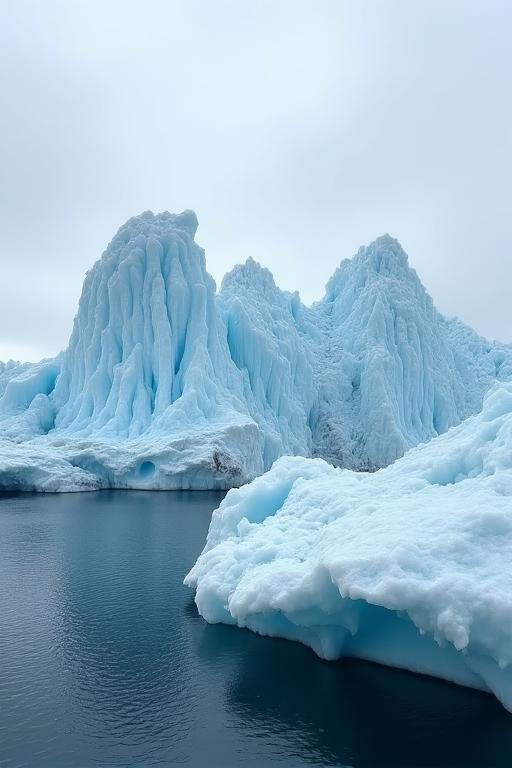 오호츠크해의 거대한 바닷가 얼음.